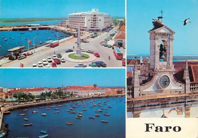 Faro — vista do porto, do hotel e da torre da igreja — Editor CVA, n° 1032