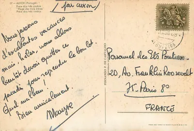 Alvor (Portugal) — Praia dos Três Irmãos — Fernando P. de Carvalho, n°37 — Verso