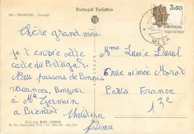 Bilhete postal moderno Trancoso Panorama — Verso