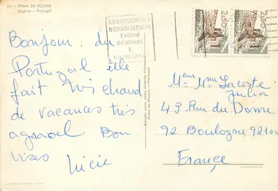 Praia da Rocha — Algarve — Edição João Cabrita Fonseca — Verso