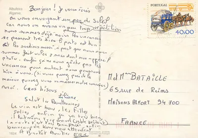 Albufeira — plaża i skały — wydawca Galéka, nr 1624 — Rewers