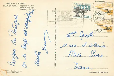 Praia da Rocha — Aspetti della Costa — Edizione César de Sá, n° 346 — Verso