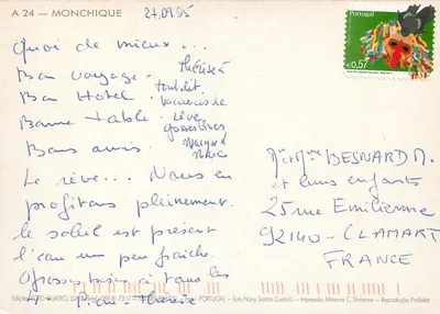 Algarve — village avec murs en pierre et chaises en bois — Édition FOTO QUATRO — Verso