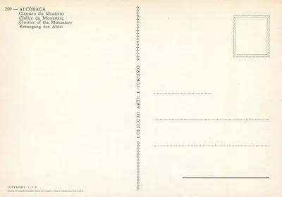 Alcobaça — Cloître do mosteiro — Coleção Arte e Turismo — Verso