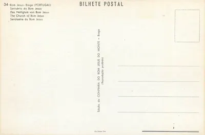 Bom Jesus - Braga — Świątynia Bom Jesusa — Wydawnictwo Lito Lusíada, Porto — Rewers