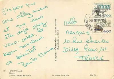 Braga — Centro da cidade — Éditions Lusocolor, n°274 — Verso