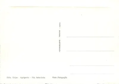 Agrigento - Templo da Concordia (visão Noroeste) — Edição Salpa, série 1950 — Verso