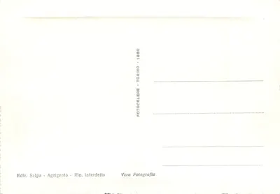 Agrigento - Templo de Juno — Editor Salpa, série 1950 — Verso