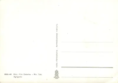 Bilhete postal moderno Agrigento Templo de Júpiter e de Lucínia — Verso