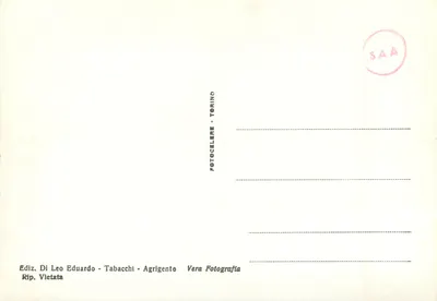 Agrigento - Templo de Juno — editor Ediz. Di Leo Eduardo - Tabacchi - Agrigento — Verso