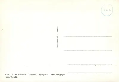 Agrigente - Avanzi Tempio di Giove con vista dei Templi di Ercole e della Concordia — Éditeur Di Leo Eduardo - Tabacchi - Agrigento — Verso