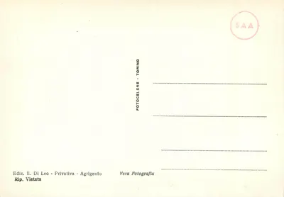 Agrigento - Templo de la Concordia (lado Sureste) — editor Ediz. E. Di Leo - Torino — Reverso
