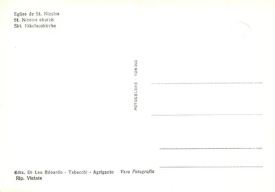Agrigento - Igreja de S. Nicola — editor Leo Edoardo Tabacchi, série não visível — Verso