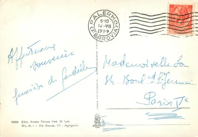 Agrigento. Tempîli - Tempio della Concordia — Wyd. Amato Teresa Ved. Di Leo, n° 8583 — Rewers