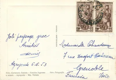 Agrigento - Templo de Juno — editor Cartoleria Parlato, série não visível — Verso