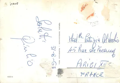 Amalfi - Pejzaż — widok z portu i wioski na stoku — Alterocca Terini — Rewers