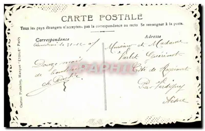 Arranjo de flores — Boa Ano — Marca Postal 'ÉTOILE' n° 31-12 — Verso
