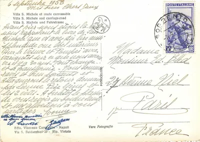 Anacapri (Capri) - Villa S. Michele e estrada pavimentada — Verso