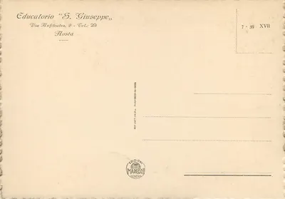 Instituto e Torre dei Balivi — widok panoramiczny — Wydawnictwo Marconi, Genua, nr 7-39-XVII — Rewers