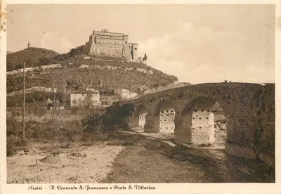 Assisi - O Convento S. Francisco e Ponte S. Vittorino — Edições Mareoni, Gênova, n° 500-14