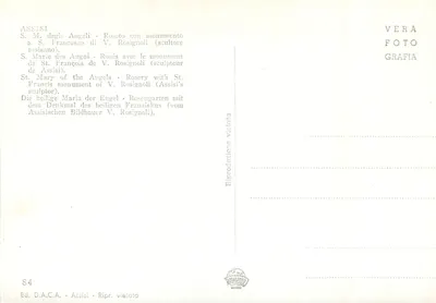 Assisi — Roseto z monumentem św. Franciszka — wydawca D.A.C.A. nr 84 — Rewers