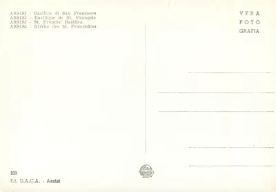 Assisi - Bazylika Świętego Franciszka — Wydawca D.A.C.A. nr 203 — Rewers