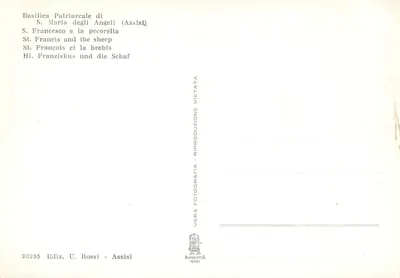 São Francisco e a ovelha — Basílica Patriarcal de Assis — Edição U. Rossi, n° 20235 — Verso