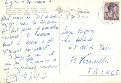 Assisi — widok panoramiczny na Mont Subasio — wydawca D.A.C.A. n°238 — Rewers