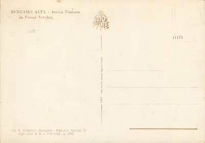Bergame Alta — Starszy fontann w Piazza Vecchia — Wyd. A. Cittadini — Rewers