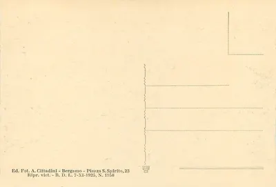 Bergame — Via Paleocapa — widok ulicy z tramwajem i pieszymi — wydawca A. Cittadini, nr 1950 — Rewers