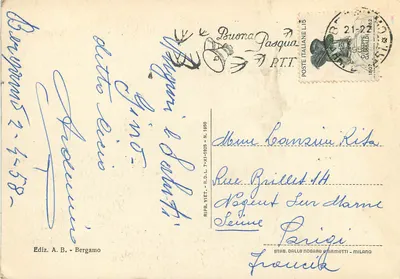 Bergamo — Via G. Garibaldi — wydawca A. B., seria N. 1950 — Rewers