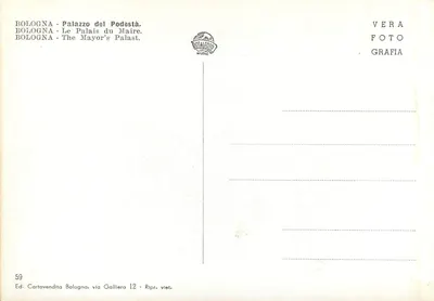 Bologna - Palazzo del Podestà — éditeur DOTALFOTO, n° 59 — Rewers