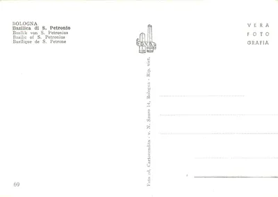 Bologna - Bazylika S. Petronio — wydawca VERA FOTO GRAFIA, n° 69 — Rewers
