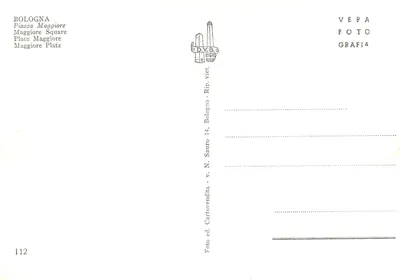 Bologna — Piazza Maggiore — widok panoramiczny — VERA FOTO GRAFIA, nr 112 — Rewers