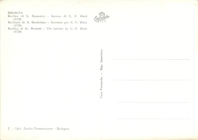 Bologna — Bazylika św. Dominika — Wewnętrzne — C. F. Dotti (1728) — Rewers