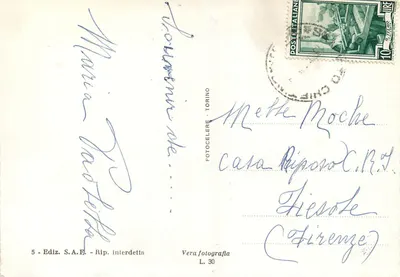 Bologna - Santuario di S. Luca — widok ramowany łukiem — wydawca Fotocelere Torino, nr 5 — Rewers