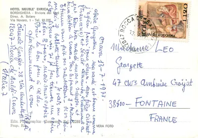 Hôtel Meuble' Enrica — Bordighera, Riviera dei fiori — Ediz. Publigràfiche — Verso
