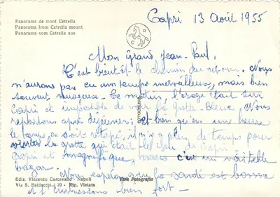 Capri - Panorama z Monte Cetrella — Éd. Vincenzo Carcavallo, Napoli — Rewers