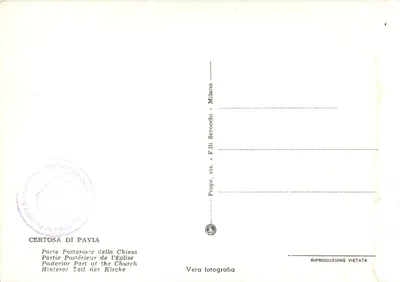 Certosa di Pavia — Parte Posterior da Igreja — F.lli Scrocchi, Milão — Verso