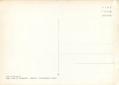 Chiavenna — Chiostro della Cattedrale — widok klasztoru z górami na tle — wydawca Stab. Succ. E. Panighetti, Mediolan, nr 12 — Rewers
