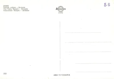 Como - Tempio Voltiano - Brunate — Monument aan Volta, uitzicht op het meer — Achterkant