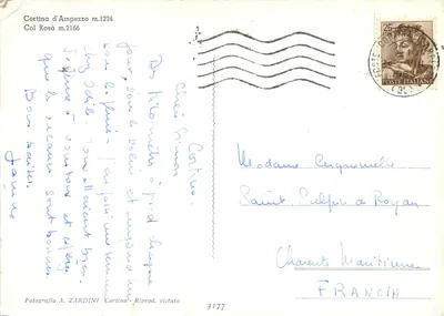 Widok Cortiny d'Ampezzo — Col Rosà — Wydawca A. Zardini — Rewers