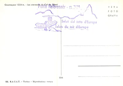 Fissuras do Col do Gigante — Courmayeur m. 1224 — Ed. S.A.C.A.T. Torino — Verso