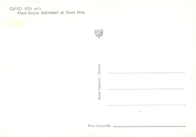 Cuneo - Piazza Duccio Galimberti e Via Nice — Ditta Cagliari - Torino, n° 534 — Verso