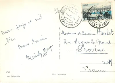 Lago di Garda - Desenzano — widok portu z łodziami i budynkami — wydawca 'vera fotografia' n°450 — Rewers