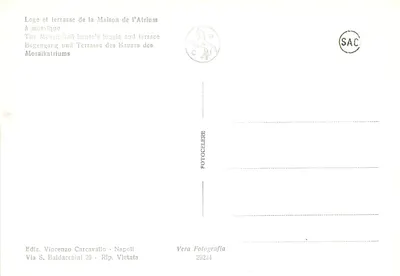 Ercolano - Loggia i taras domu z mosaikiem - Wyd. Vincenzo Carcavallo, Neapol — Rewers
