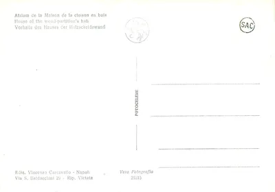 Ercolano - Atrium domu z drewnianym tramerrem — Wydawca Vincenzo Carcavallo, seria 29215 — Rewers