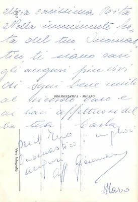 Bukiet mleczów w koszyku — z motylem — wydawca Bromostampa Milan — Rewers