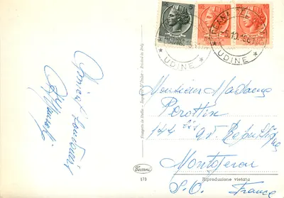 Kind, das eine Akkordeon spielt — Cani di montagna — Cecamì, n°173 — Rückseite