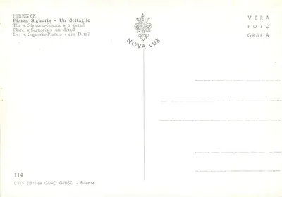 Florenca - Piazza Signoria - Szczegół - Wydawnictwo Gino Giusti, nr 114 — Rewers